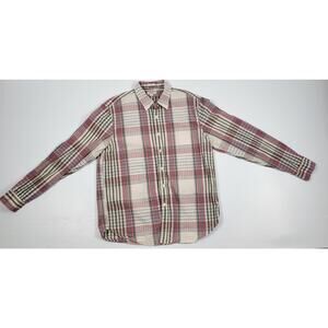 Wallace & Barnes Mens Large Seersucker Tartan Plaid Long Sleeve Button‎ Up K9304